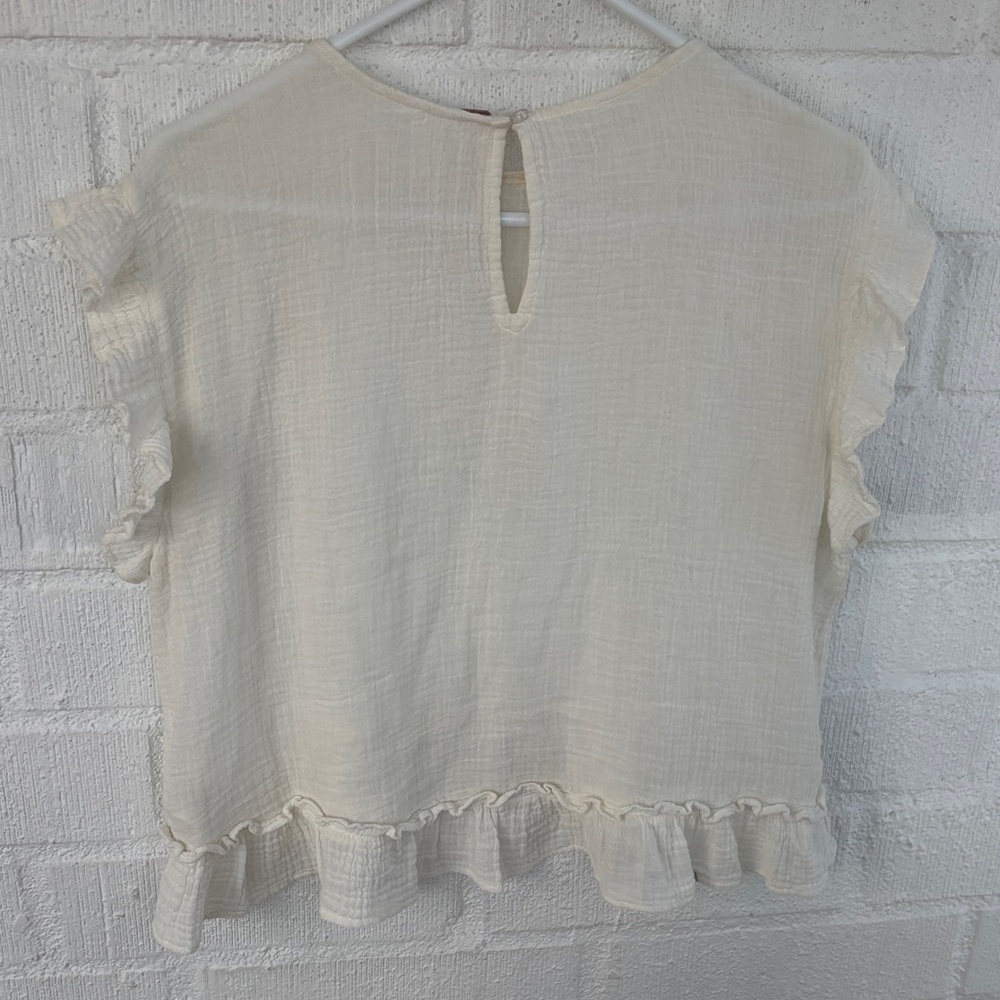 Free People Ivory Ruffle Sleeve Top - Picture 4 of 5